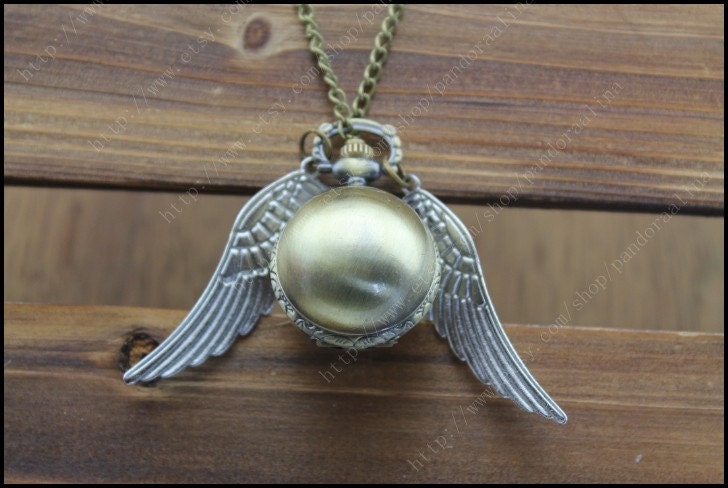 harry potter pocket watch necklace golden snitch steampunk jewelry antique necklace vintage style gift idea