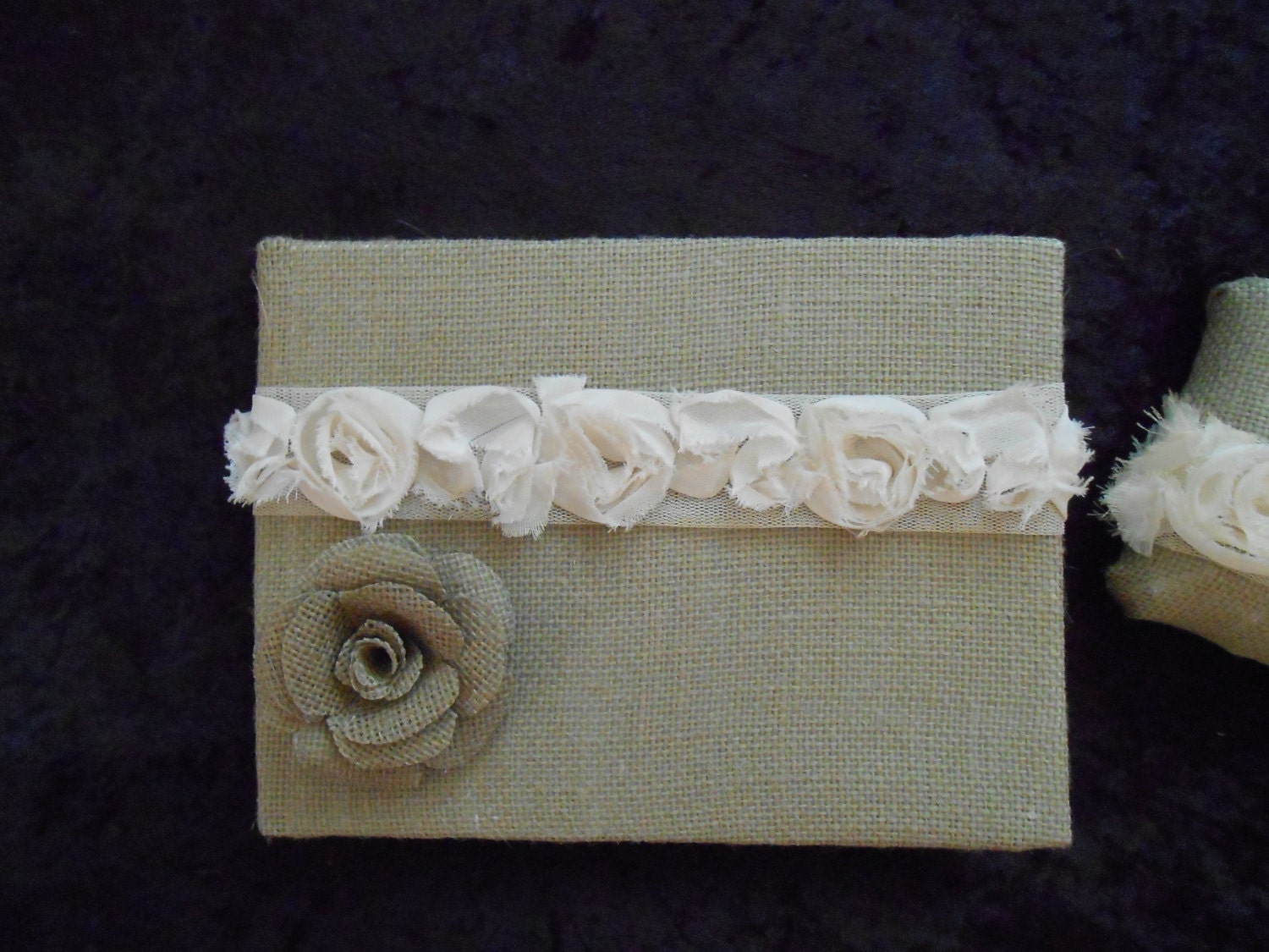 Beautiful Rustic Country Western Wedding Burlap Shabby Chic Rose Ring Pillow Flower Girl PERSONALIZED Guest Book Handmade