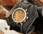 Vintage brass type Handmade Handcraft watch "Batsu" (divine punishment ) Leather and Brass material  steampunk