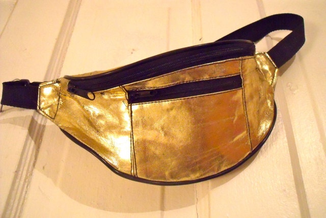 Gold and Glittery Lamé fanny pack - metallic bag glitter shine shiny sport athletic queer punk punx pouch bag waist adjustable teen glam