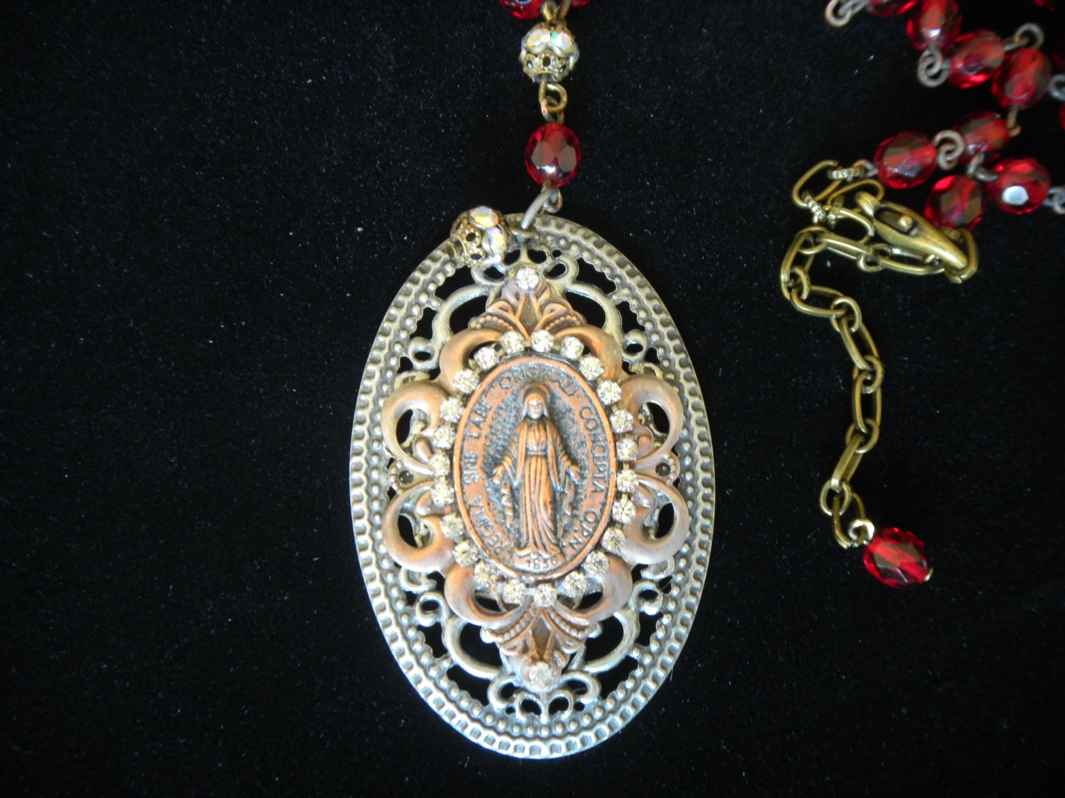 Vintage Religious Jewelry,Rosary style, Virgin Mary