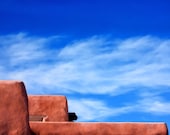 Adobe Brick Home with Blue Sky in Arizona, photography art, for home and office décor. Title is: 137