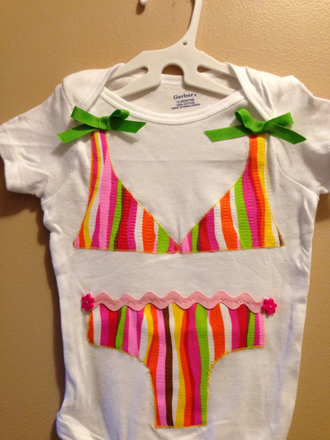 Multi-color Striped Bikini Onesie for Baby Girl- Makes a great baby shower gift