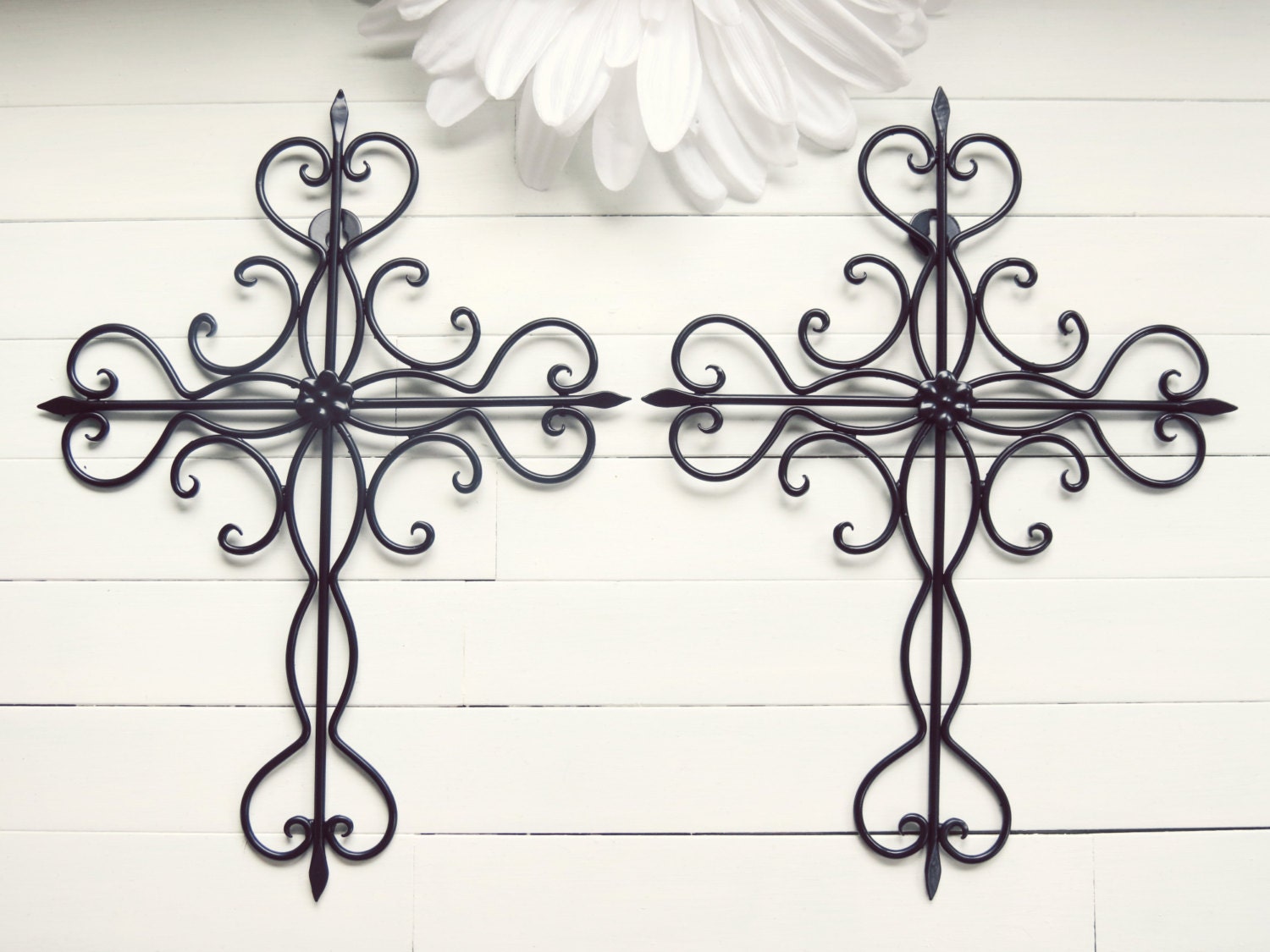 Black Ornate Metal Cross Wall Art / Black Home Decor / Cross Decor / Cross Wall Decor / Cross Wall Hanging