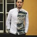 Shirt with Jersey Sleeves with Marble Dye Panels