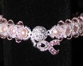 Breast Cancer Awareness - Survivor - Memorial Bracelet, Swavorski Rosaline pink crystals and pearls.