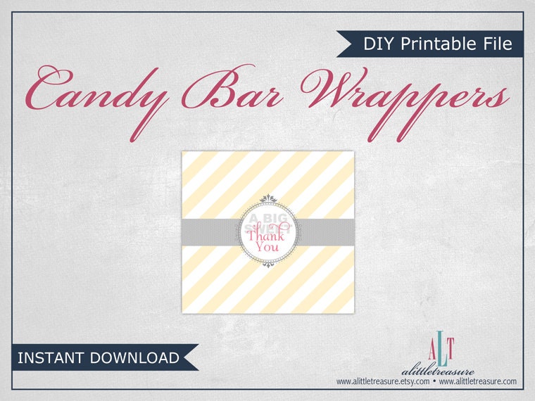 Printable Chocolate Bar Wrappers - INSTANT DOWNLOAD - Neutral Baby Shower Decorations - Yellow and Gray - Design 974