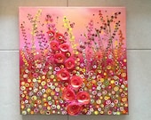 3D Effect 51 x 51 cm Flower Meadow Acrylic Painting