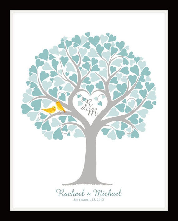 16x20 Personalized Wedding Tree Guest Book. 100 Guest Sign in. Great for Wedding, Bridal Shower, Anniversary. T092