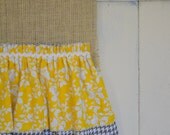 HOUNDSTOOTH GREY and YELLOW Large Burlap Table Runner  Double Ruffles