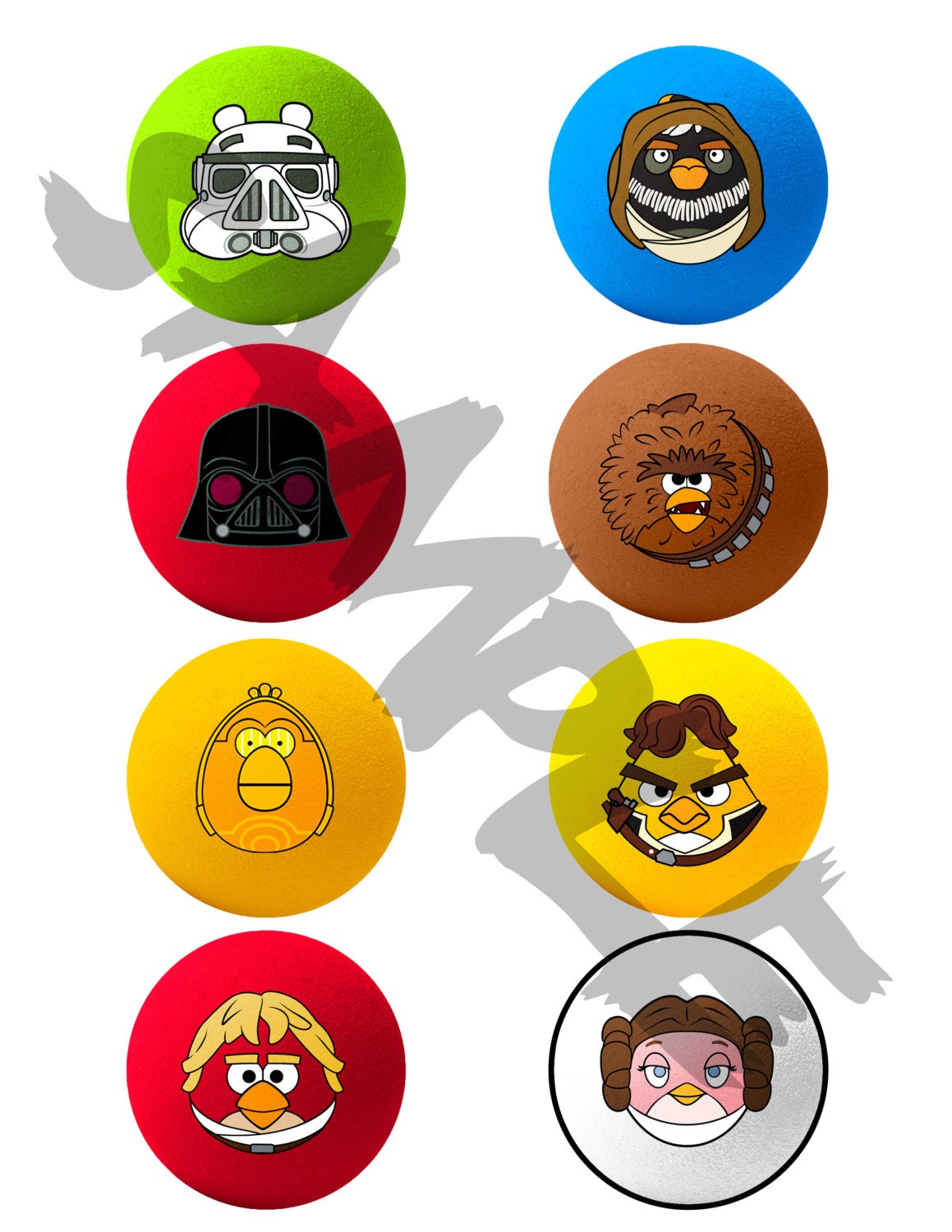 Angry Birds Star Wars Cupcake Toppers Or Stickers 3 sizes - Digital File - Instant Download