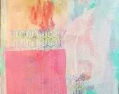Abstract Acrylic Paper Art Painting on Gallery Canvas Titled: Sumemr 32x32'' by Majda Mehanovic