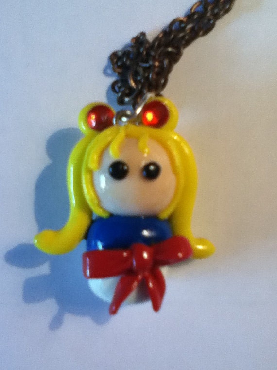 Chibi SAILOR MOON NECKLACE Chibi Doll Manga Anime Kawaii kitsch Cute Figure Figurine Bow