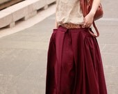 women's Linen cotton Maxi Dress Day dress Sundress red flax Sexy Casual big Pleat big pocket Long Maxi Skirt (01) S,M,L