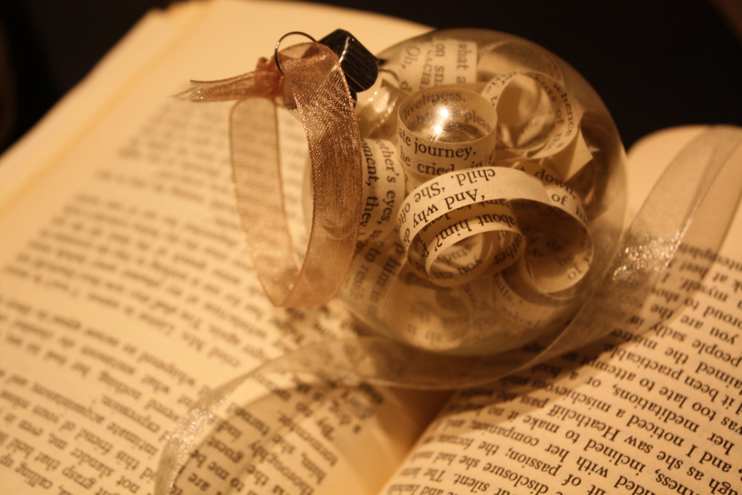 Vintage "Wuthering Heights" Glass and Paper Ornament - Emily Bronte Classic Novel Decoration - Christmas, Holiday, or Home Decor