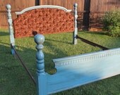 Vintage Shabby Chic Tufted Headboard and Footboard