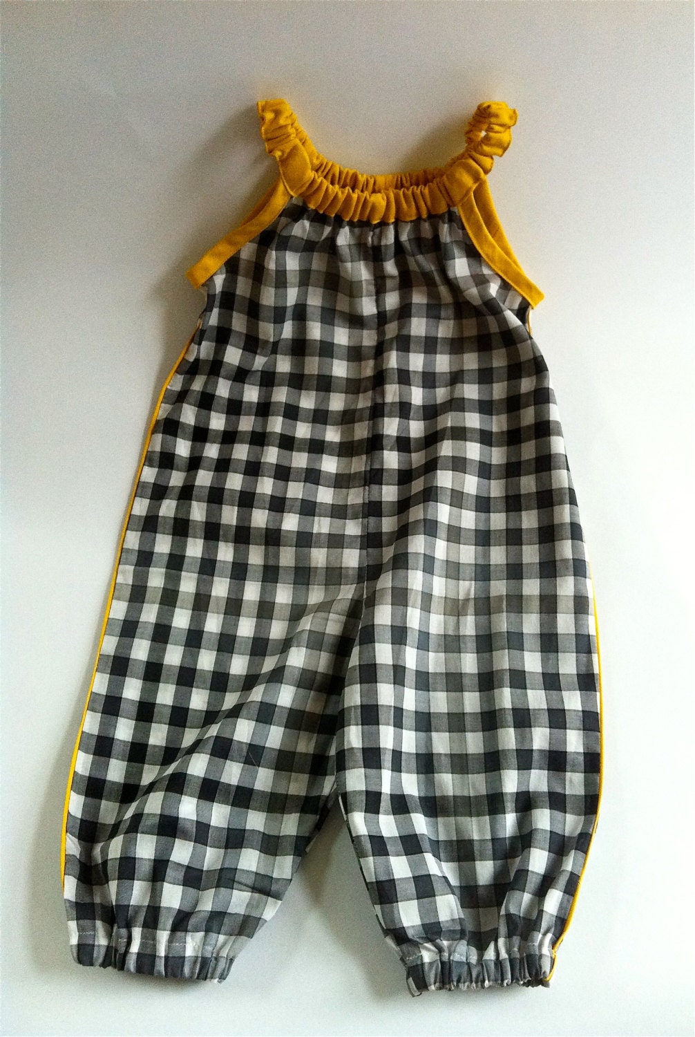 Black and White Gingham Romper Suit