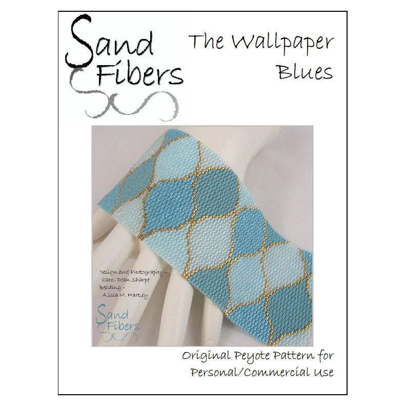 The Wallpaper Blues - Sand Fibers Kit with Printed Pattern and OOAK Lisa Peters Art Button - 1