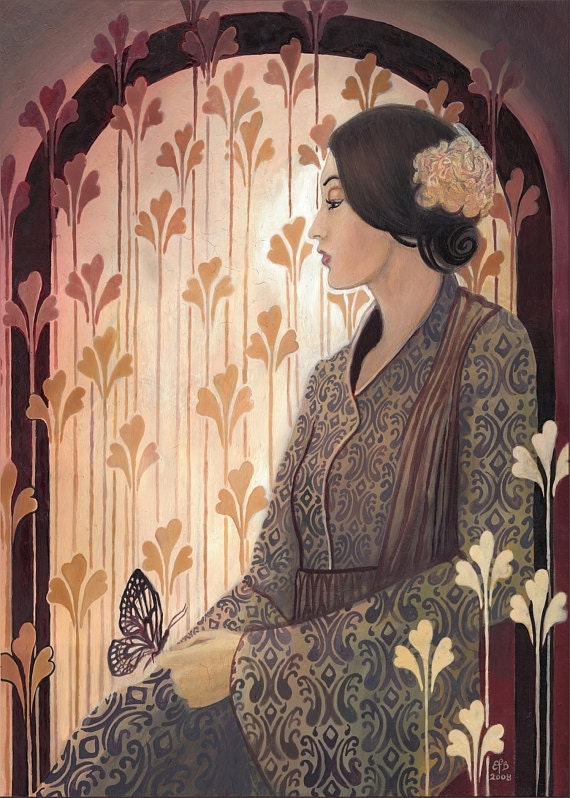 Madame Butterfly- Art Deco Goddess 5x7 Blank Greeting Card