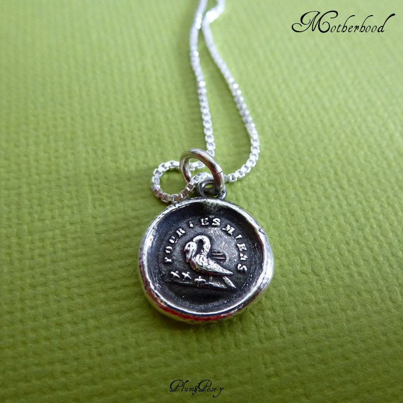 Motherhood Wax Seal Necklace - Pelican in her Piety Wax Seal Charm
