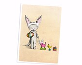 Cat Greetings Card -  Easter Bunny Rabbit - childrens card