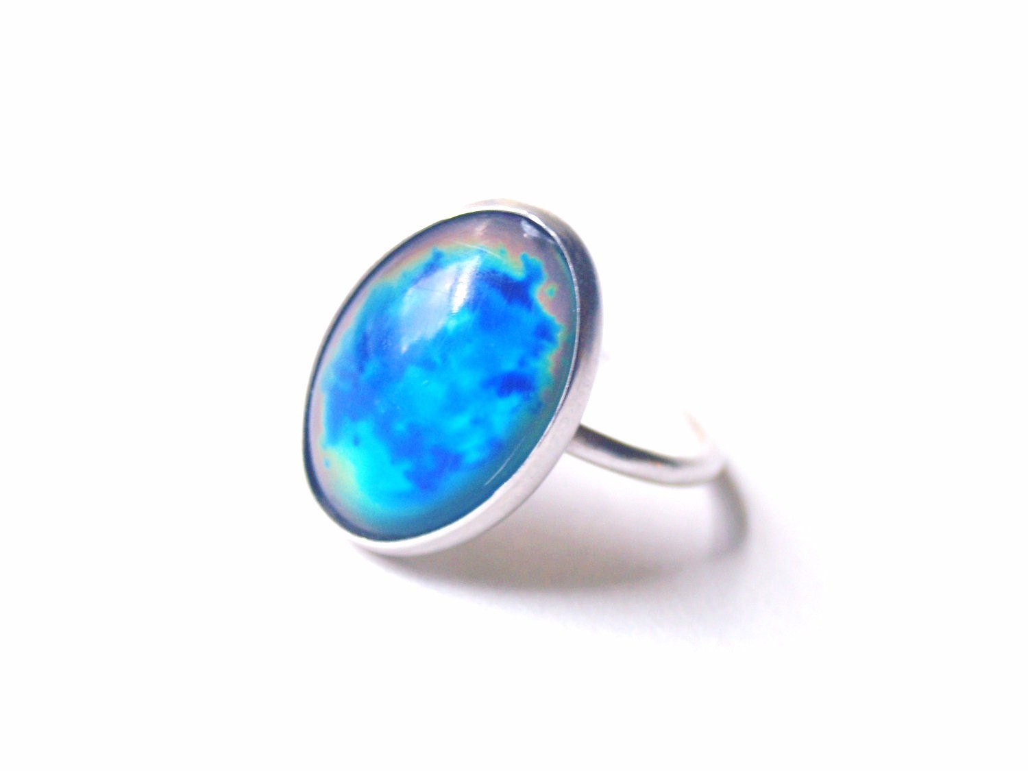 Sterling Silver Mood Ring with Vintage Stone - Color Changing