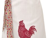 Organic block print rooster apron
