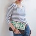 Jade Triangle Clutch, Hand Printed Canvas with Leather Details