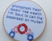 Embroidered Rap Lyrics: Otis by Jay-Z - In Round Embroidery Hoop