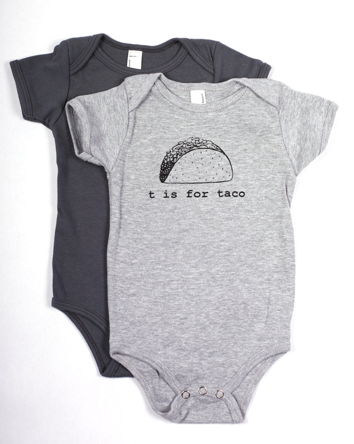 T is for Taco Baby Onesie (Heather Gray)