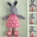 Knitting pattern for a bunny girl in a dotty dress