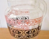 vintage pink and black pitcher by Anchor Hocking