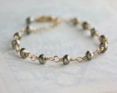 pyrite bracelet , delicate 14k gold filled, everyday classic jewelry