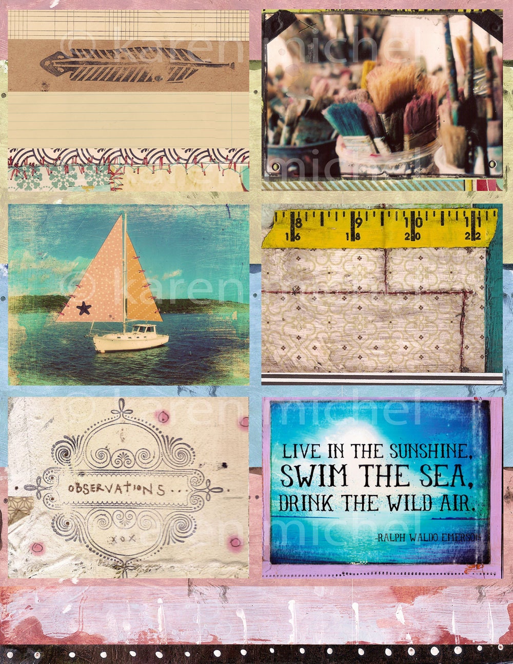 INSTANT DOWNLOAD - Art Journal Digital Collage Sheet- Sea Explorer