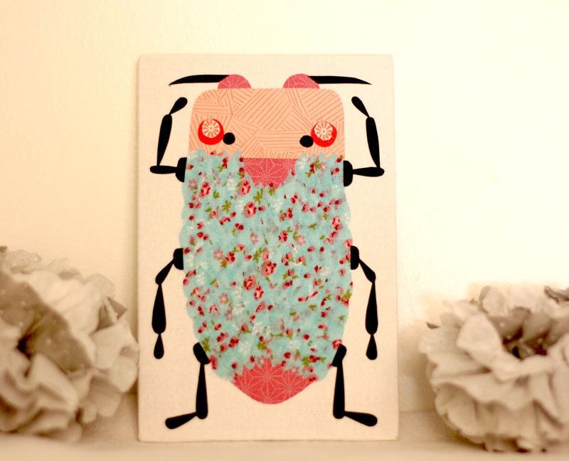 Insect -02 Original paper collage on Canvas