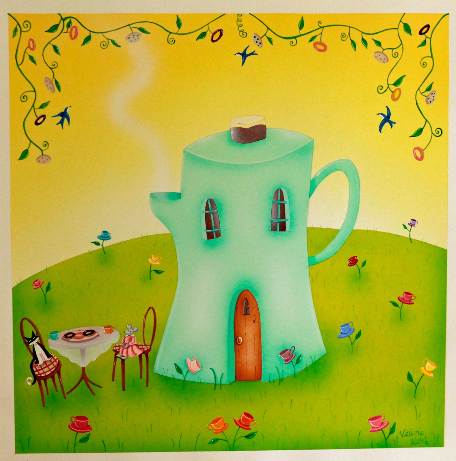 ART PRINT FRAMED Custom Framed Coffee House Print by Valerie Walsh 12 x 12
