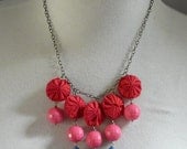 ferris wheel - vintage lucite beads and silk yoyo bubble necklace
