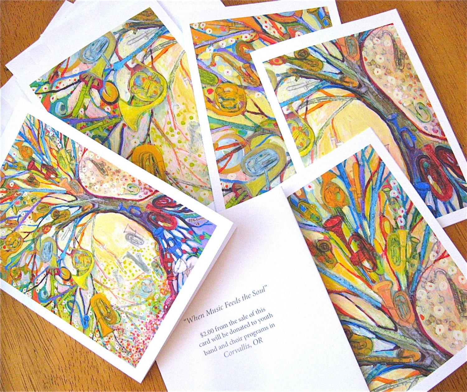 When Music Feeds the Soul - set of 6 Blank Note Cards by Jenlo