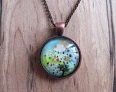 Rain Note - mini print necklace pendant and chain