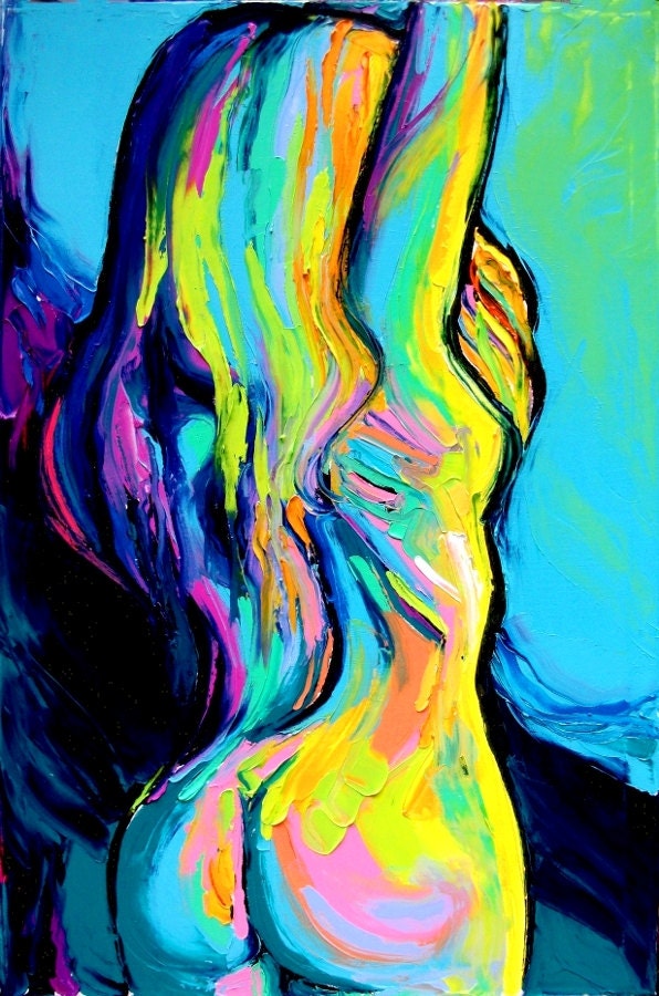 Figure painting abstract nude oil on canvas by Aja Stretch 20x30 inches