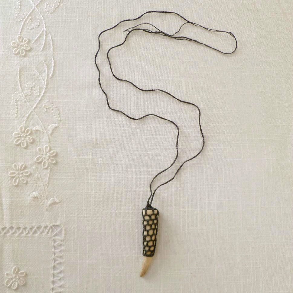 Antler Necklace No. 3 - Crocheted Necklace - Charcoal