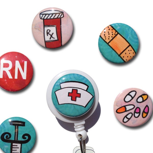 Nurse badge holder - Interchangeable nurse ID badge reel or lanyard with 6 magnets, nursing student, nurse gift, nurse badge reel, magnetic
