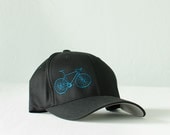 large -  XL - Vital Bicycle - flexfit fitted hat, teal on black
