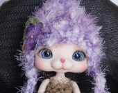 Made To Order  6 - 7 Enyo Lati Yellow Pukifee Tokissi Dasom Doll Pixie Elf Bomber Hat Hand Crocheted With Purple Green Brown Cream