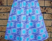RESERVED Retro Purple Turquoise Geometric  Aline Skirt    Size Medium