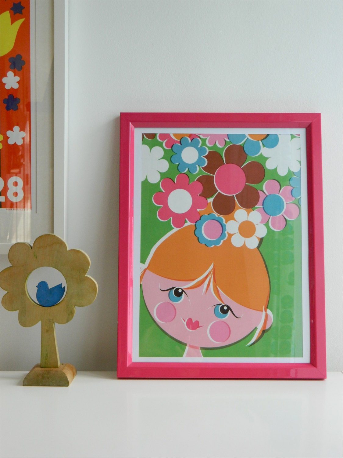 Retro A3 Poster by alice apple - Flower Head