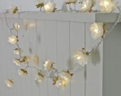Longer White Shabby Rose Fairy Lights - perfect wedding decor lighting
