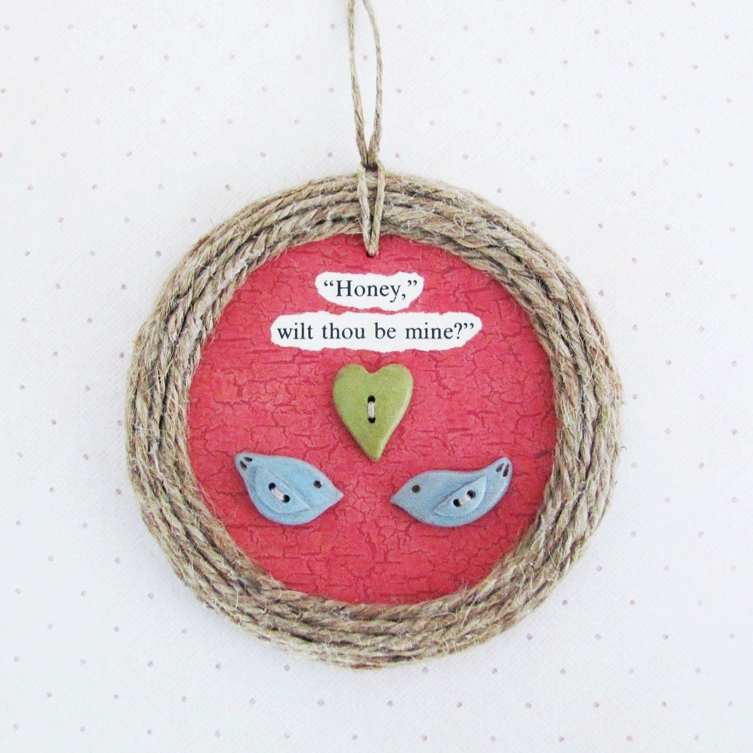 Nesting Love Birds- Handmade Onament-  Valentine's Day, Wedding Shower, Anniversary Gift