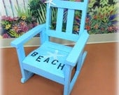 Shabby To Chic Beachy Children's Rocking Chair - Personalized For Free - Upcycled Seaside Beach Decor
