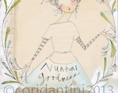 an ORIGINAL inspirational watercolor painting of a girl pouring out goodness - 6 x 8 inches - by cori dantini
